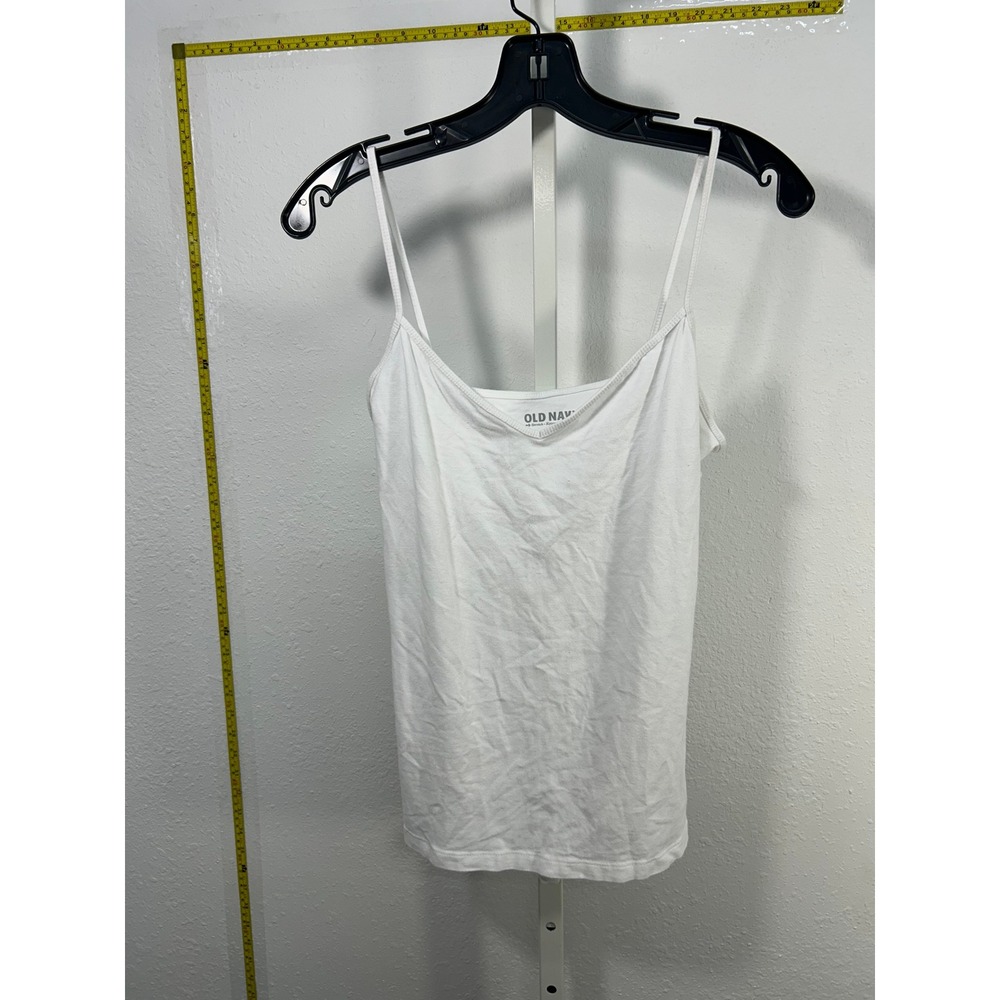 Old Navy Womens White Stretch Cami Spaghetti Strap Scoop Neck Tank Top Large